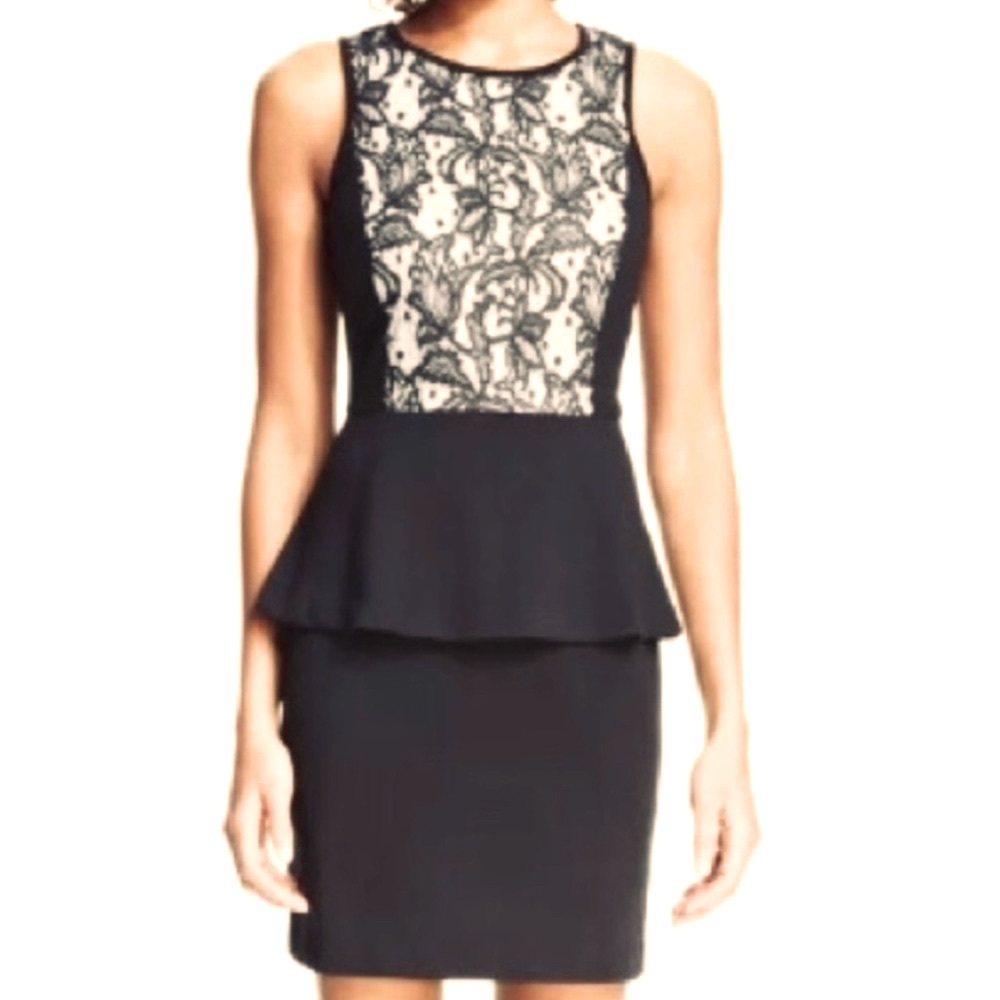 Kensie Black Sleeveless Cocktail Dress with Lace Top Size XS